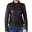Women Classic Black real Leather Biker Jacket Designer Look