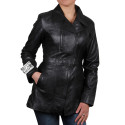 Vintage Women Black Classic Real Leather Biker Jacket 
