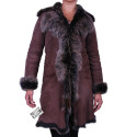 Suede 3/4 Toscana Sheepskin Leather Coat Brown 