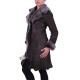 Dark Brown - Silver Suede 3/4 Toscana Sheepskin Leather Coat