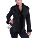  Suede Short Spanish Toscana Sheepskin Leather Jacket Black