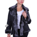 Women Toscana Sheepskin Leather Fur Gilet Black Silver
