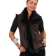 Ladies Brown-Black Toscana Sheepskin Leather Fur Gilet
