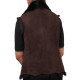 Ladies Brown-Black Toscana Sheepskin Leather Fur Gilet