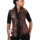 Ladies Brown-Gold Toscana Sheepskin Leather Fur Gilet