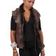 Ladies Brown-Gold Toscana Sheepskin Leather Fur Gilet