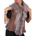 Women Toscana Sheepskin Leather Fur Gilet Dark-Taupe