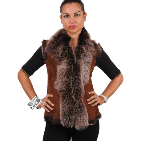 Ladies Whisky Toscana Sheepskin Leather Fur Gilet