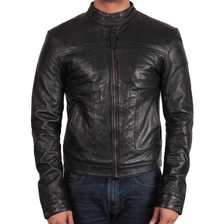 Men's Black Leather Jacket - Asasin
