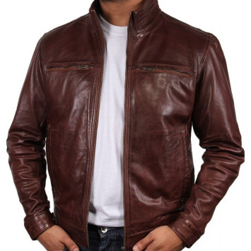 Men's Brown Leather Jacket - Chicago