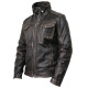 Mens Black Biker Leather Jacket-Allan