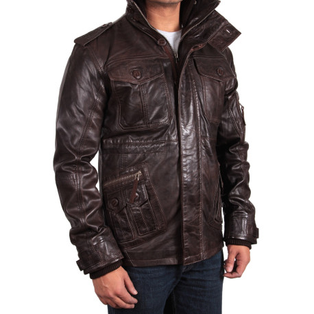 Men's Black Leather Jacket - Jeff