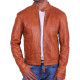 Men's Tan Leather Biker Jacket - Asasin