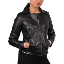 Women  Leather Biker Jacket Brown - Kristy