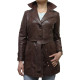 Ladies Brown Leather Blazer Jacket - West