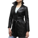 Vintage Women Original Coat Style Leather Black Biker jacket 
