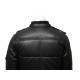 Mens Classic Retro Black Puffed Leather Biker Jacket -Daan