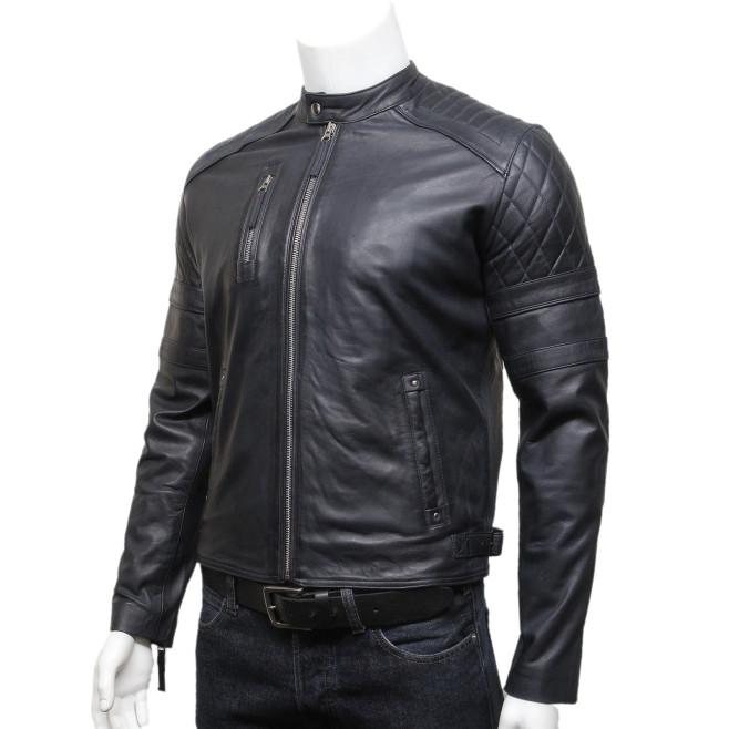 navy blue biker jacket