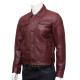 Mens Burgundy Leather Stylish Biker jacket Coat-Tyler