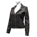Vintage Women Classic Brown real Leather Biker Jacket Designer Look