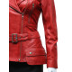 Ladies Women Stylish Red Leather Biker Jacket-Kate