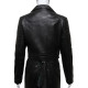 Ladies Black Puffed Leather Biker Jacket-Tereza