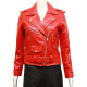 Women's Red Leather Biker Jacket BNWT-Liza