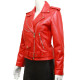 Women's Red Leather Biker Jacket BNWT-Liza