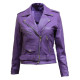 Women's Purple Leather Biker Jacket BNWT-Liza