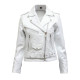 Women's White Leather Biker Jacket BNWT-Liza