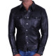 Men’s Black Leather Shirt Jacket - Danzel