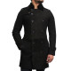 Men's Luxury Spanish Merino Fur Sheepskin Belted Pea Coat German Navy Long Duffle Coat Ideal For Winter Latest Design
