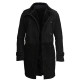Men's Luxury Spanish Merino Fur Sheepskin Belted Pea Coat German Navy Long Duffle Coat Ideal For Winter Latest Design