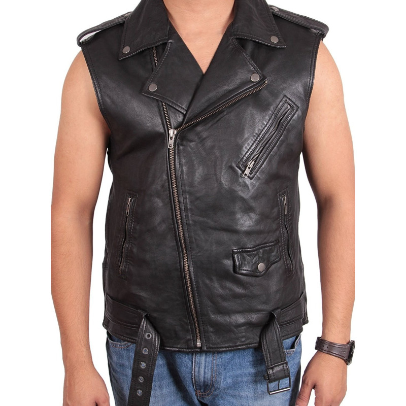 Mens Leather Vest Genuine Leather