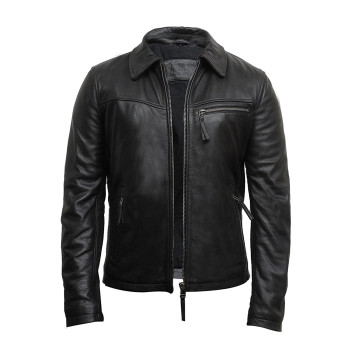 Vintage Black Mens Leather Biker Jacket