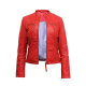 Women's Ladies Red Leather Biker Stylish Jacket Designer Look