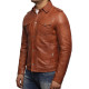 Men’s Tan Leather Shirt Jacket - Farrell