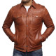 Men’s Tan Leather Shirt Jacket - Danzel