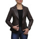 Women Brown Leather Blazer Jacket - Emely