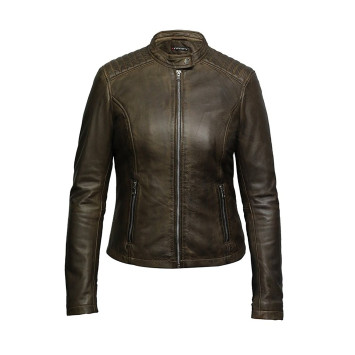 Women's Leather Biker Jacket Superior Quality Waxed Lambskin 
