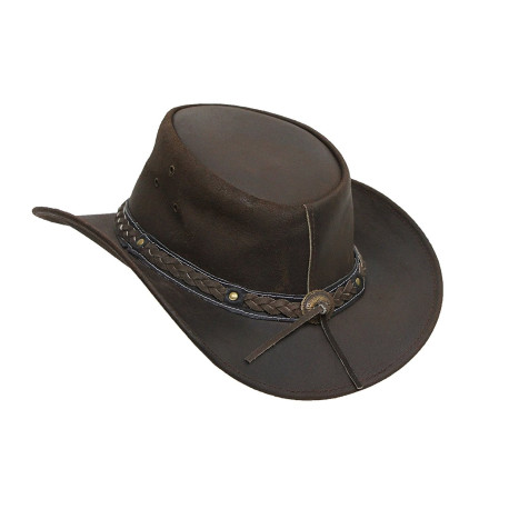 Mens Vintage Black Wide Brim Cowboy Aussie Style Western Bush Hat