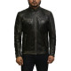 Men's Distressed Leather Biker Jacket Black Waxed Leather Jacket