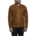 Mens Leather Long Jacket Genuine Goat Leather Suede