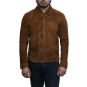 Mens Leather Harrington Jacket Genuine Suede Cross Zip