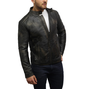 Mens Genuine Leather Jacket Rubb Off
