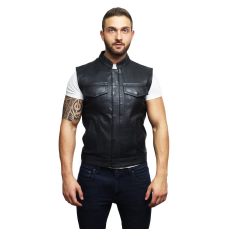 Mens Genuine Leather Waist Coat Smart Casual Cowboy Style 