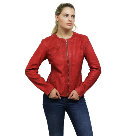 Women's Genuine Lambskin Leather Biker Jacket Vintage Distressed