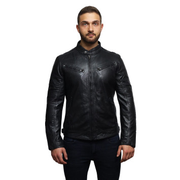 Men's Genuine Leather Biker Jacket Distressed