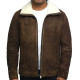 Men's Genuine Shearling Sheepskin Spanish Merino Leather Jacket Vintage