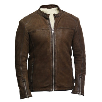 Men's Genuine Leather Biker Jacket Suede